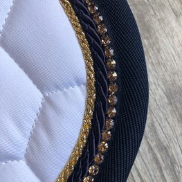 Customized Animo saddlepad Dressage -White-Navy-Gold